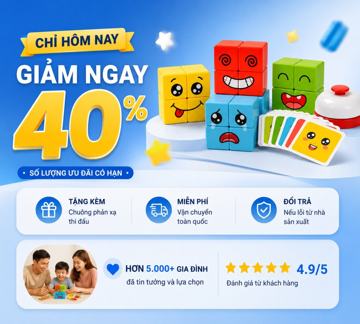 Bộ đồ chơi Rubik Cảm Xúc AquaKids ưu đãi 40%